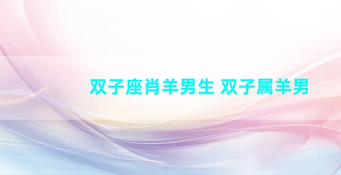双子座肖羊男生 双子属羊男